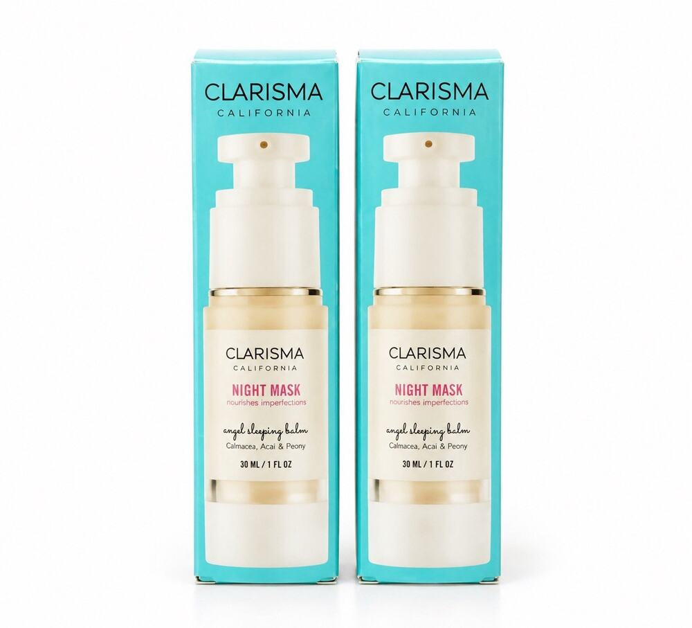 Clarisma Night Mask Face Clarifying Fruit Enzymes Smoothing Balm 1 oz Lot of 2